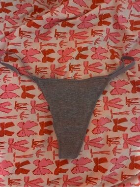 SKIMS Gray Cotton Thong Bikini Bottom
